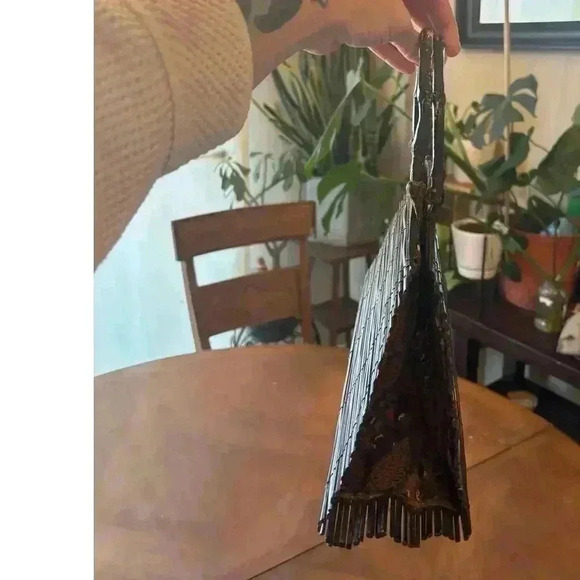 World market wooden purse with bamboo handles very boho artsy look - Picture 2 of 16